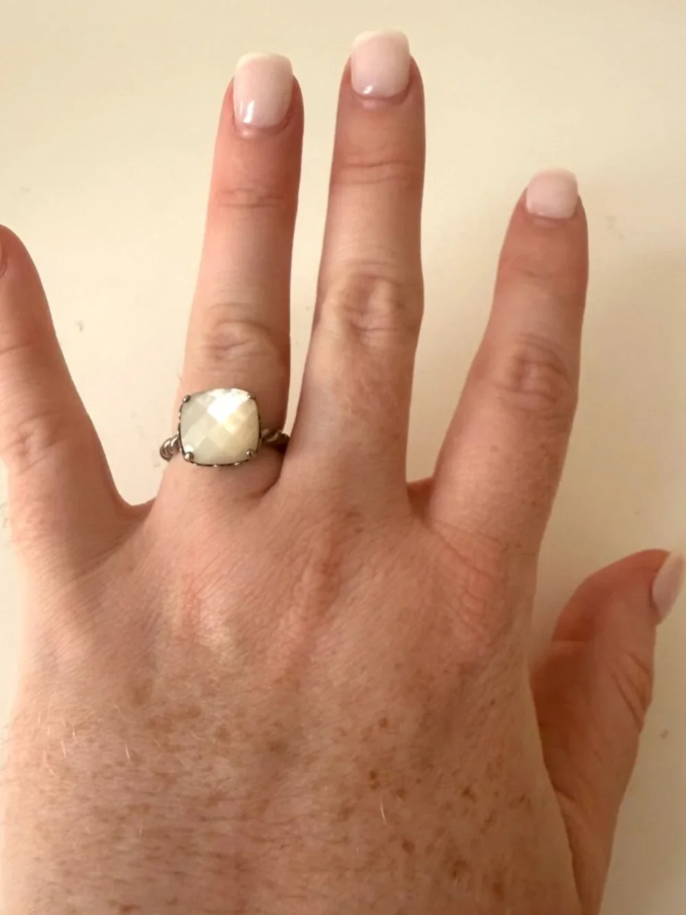 Retired PANDORA Sincerity Twisted 925 Silver Mother Of Pearl Ring Size 7